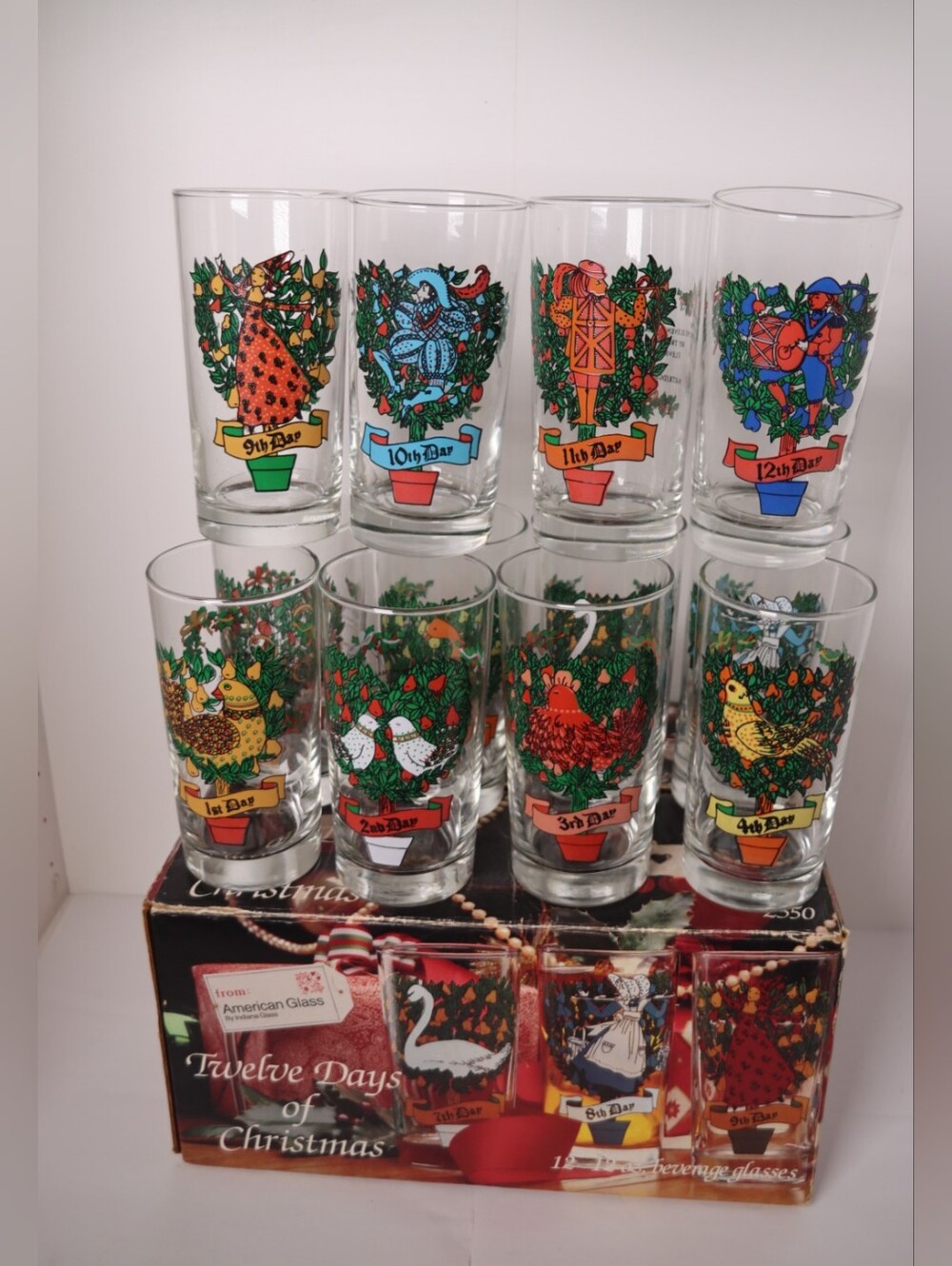 Twelve Days of Christmas 12oz Glasses Set From American Glass